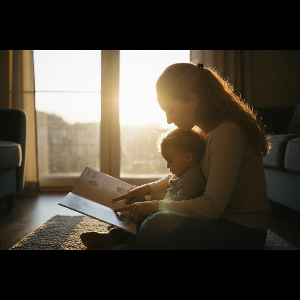 Bunic citind poveste de Crăciun